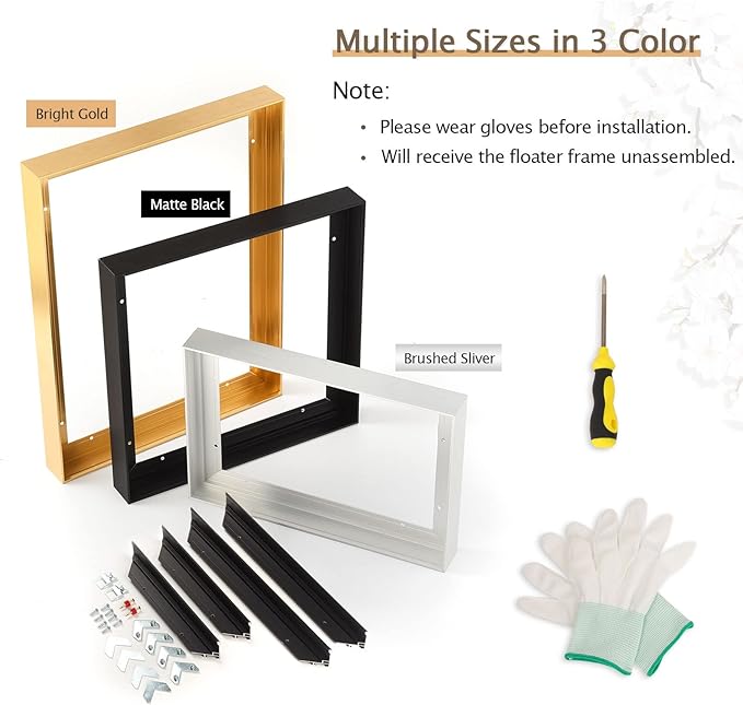 Easy Deliver Metal Floating Picture Frame for 12 x 12 Canvas Oil Painting