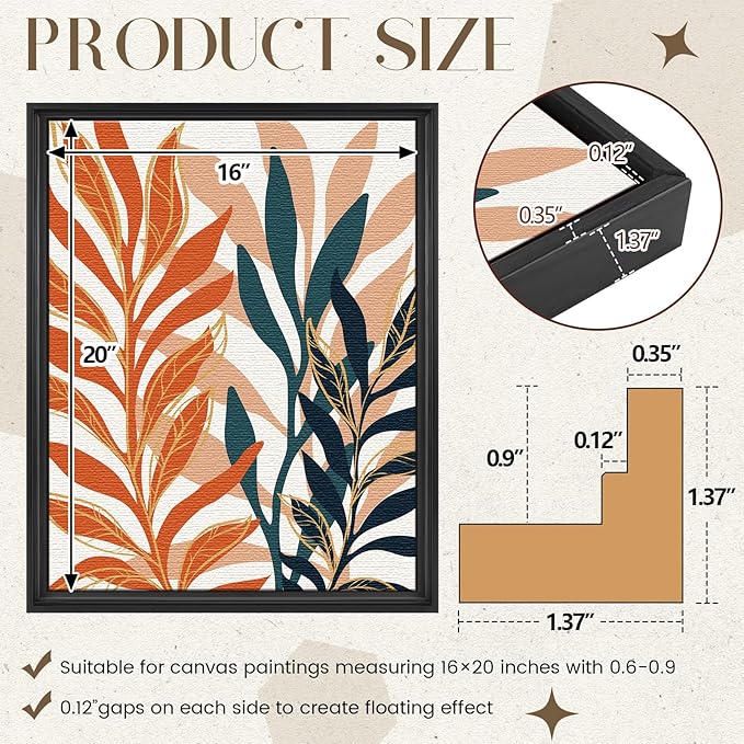 Easy Deliver Metal Floating Picture Frame for 24 x 36 Canvas Oil Painting